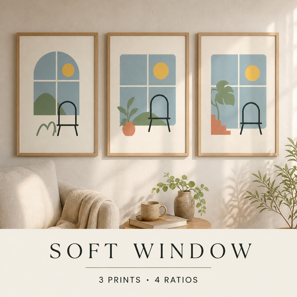 Soft Window Botanical Wall Art Set