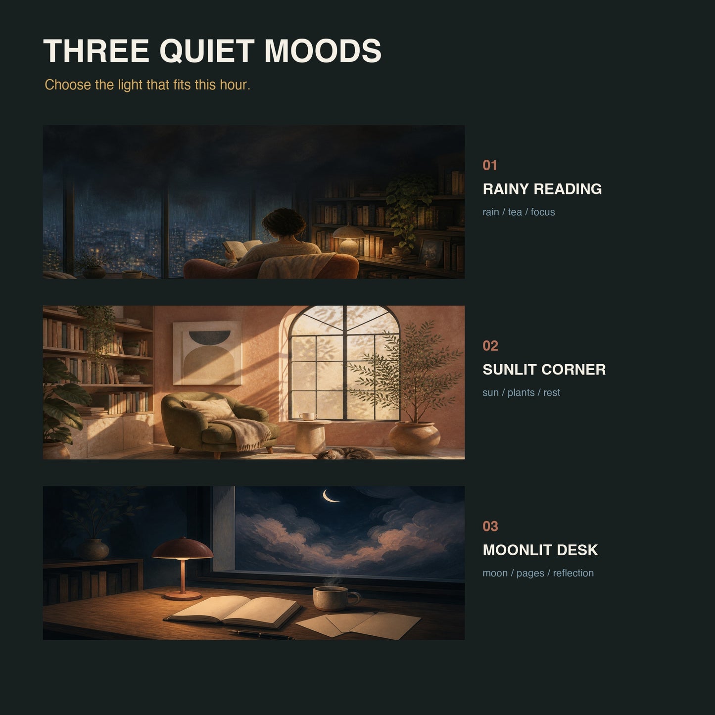 NOLLUMA Quiet Chapter — Bookish Lofi Wallpaper Collection
