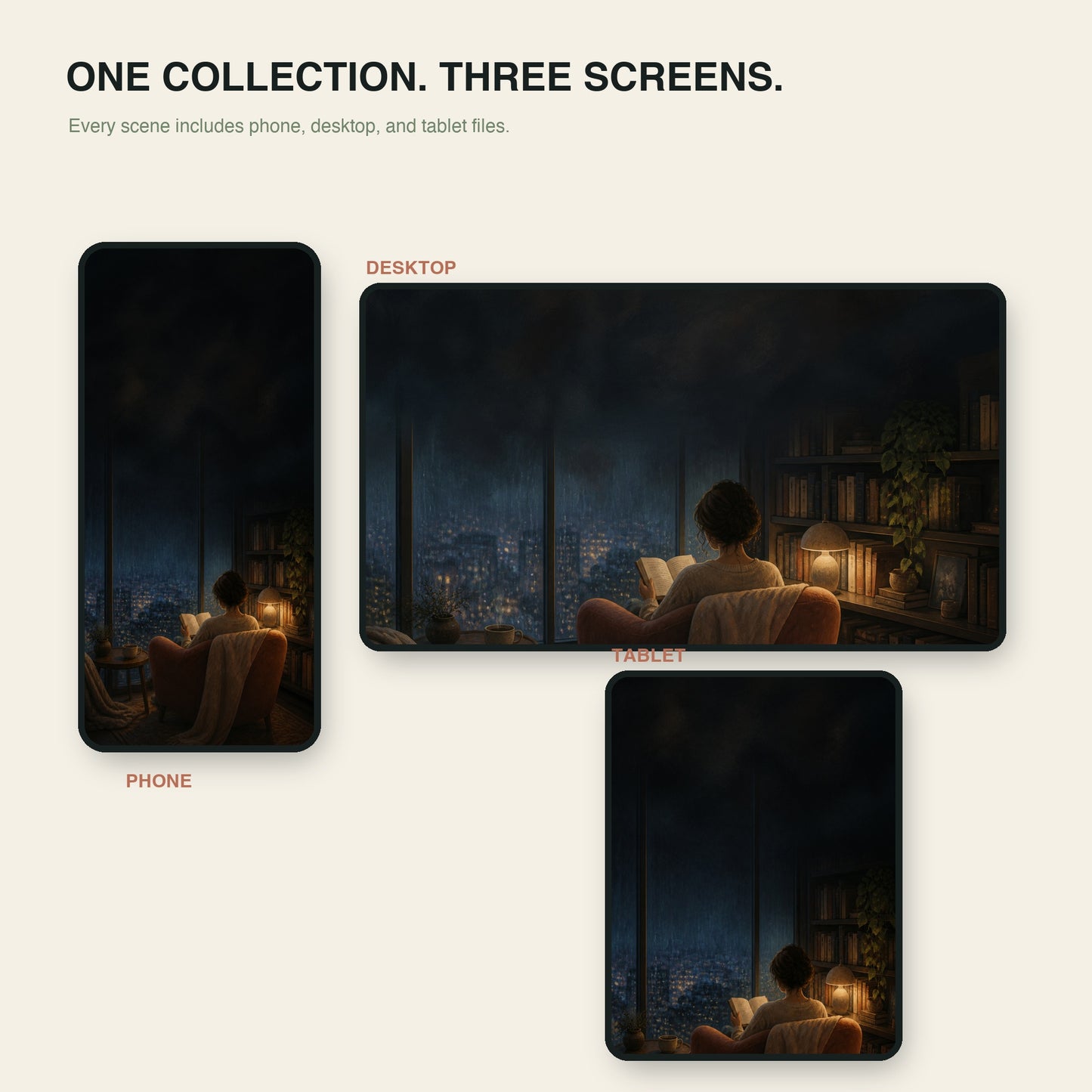 NOLLUMA Quiet Chapter — Bookish Lofi Wallpaper Collection